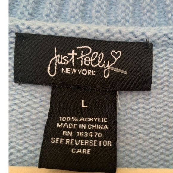 Blue Daisy Knit Cardigan Women’s Size L Button Front Cottagecore Sweater - Picture 3 of 4